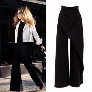 Julia Allert Wide Leg Trousers with Adjustable Waist and Front Panel
